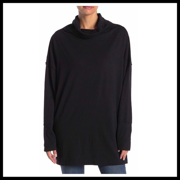 FREE PEOPLE BOHO BLACK FLOWY TUNIC TEE TOP A2C - Picture 10 of 14